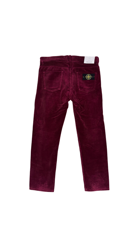 Stone Island Burgundy Corduroy Trousers - W34
