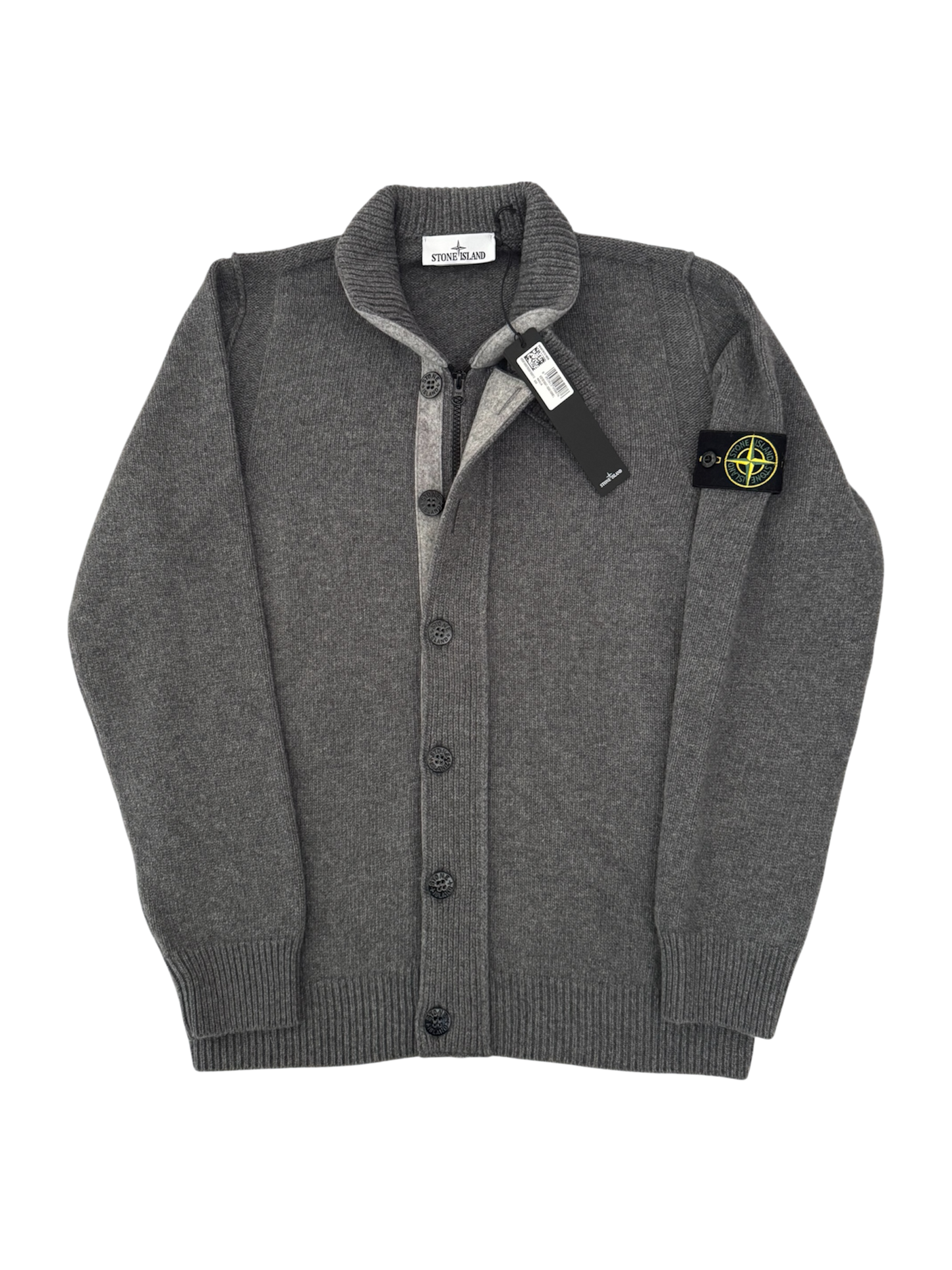 Stone Island 2025 Dark Grey Lambswool Crewneck - Large