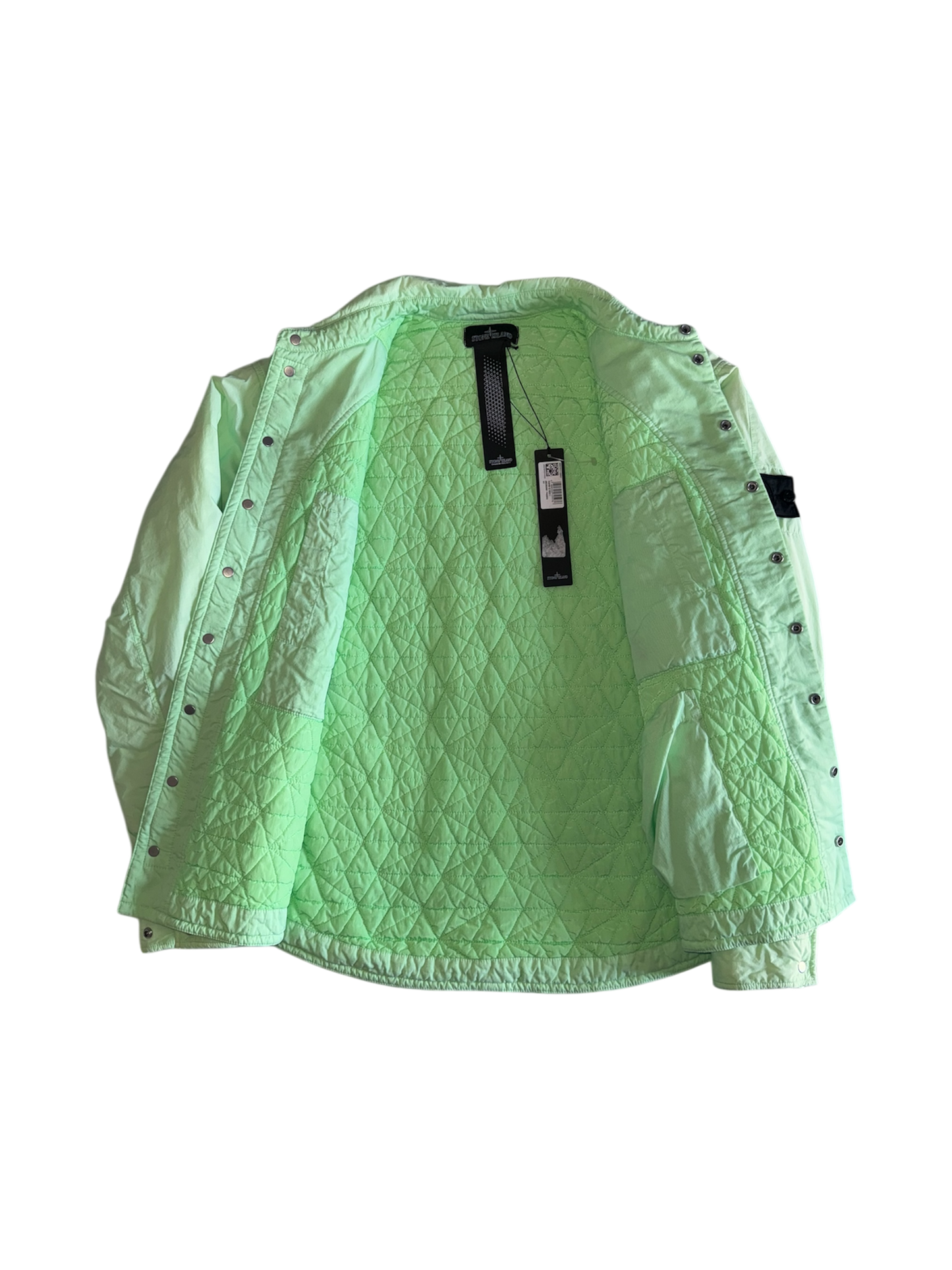 Stone Island Shadow Project Lime Padded Overshirt - Large