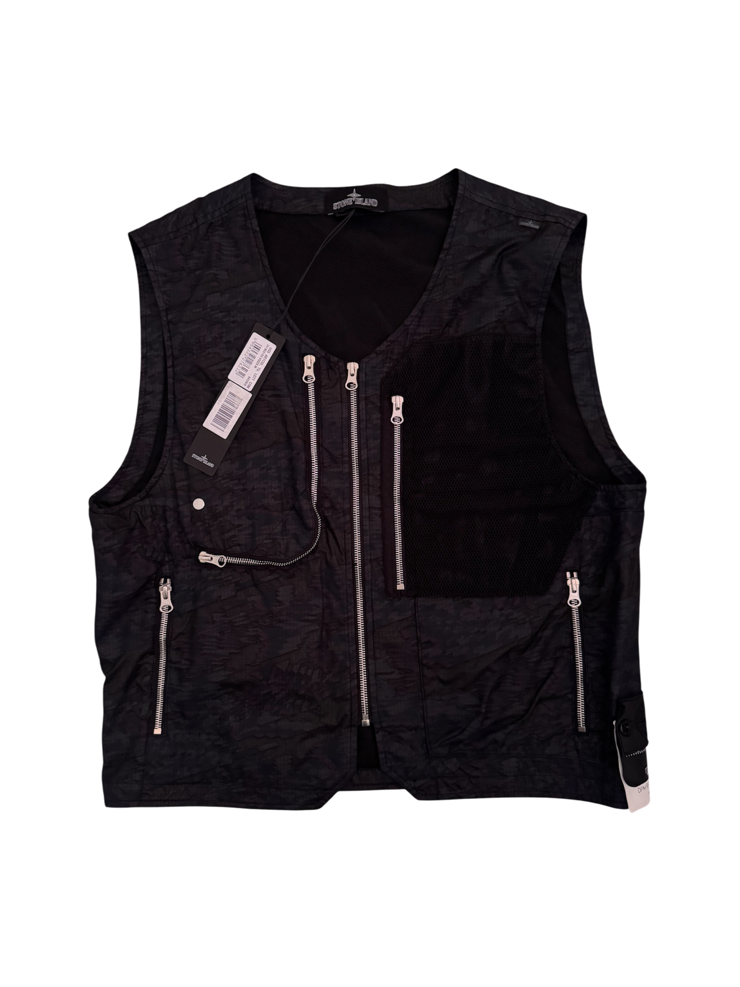 Stone Island Shadow Project Black 'DPM Ripstop Devorè' Vest - Medium