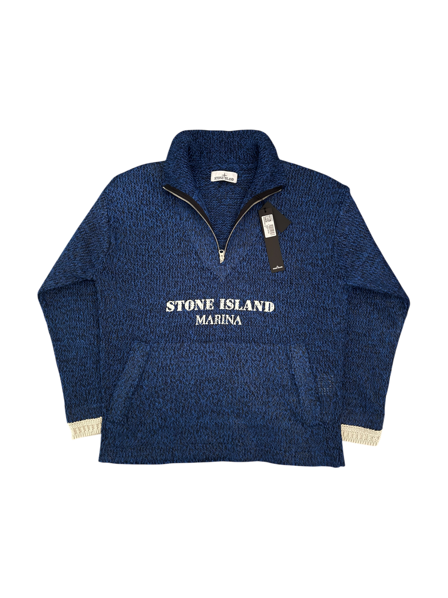 Stone Island Marina Cotton Linen Rubberized Effect Sweater - Large