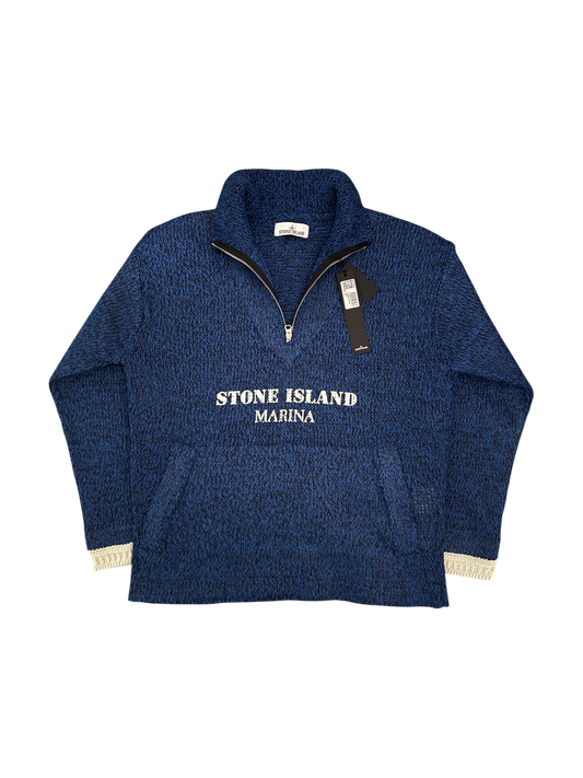 Stone Island Marina Cotton Linen Rubberized Effect Sweater - Large